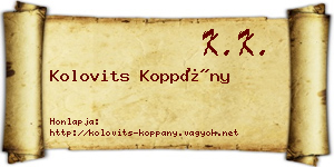 Kolovits Koppány névjegykártya